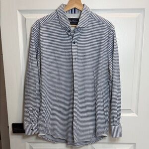 Robert Graham Blue & White Micro-Pattern Long-Sleeve Button-Down Shirt